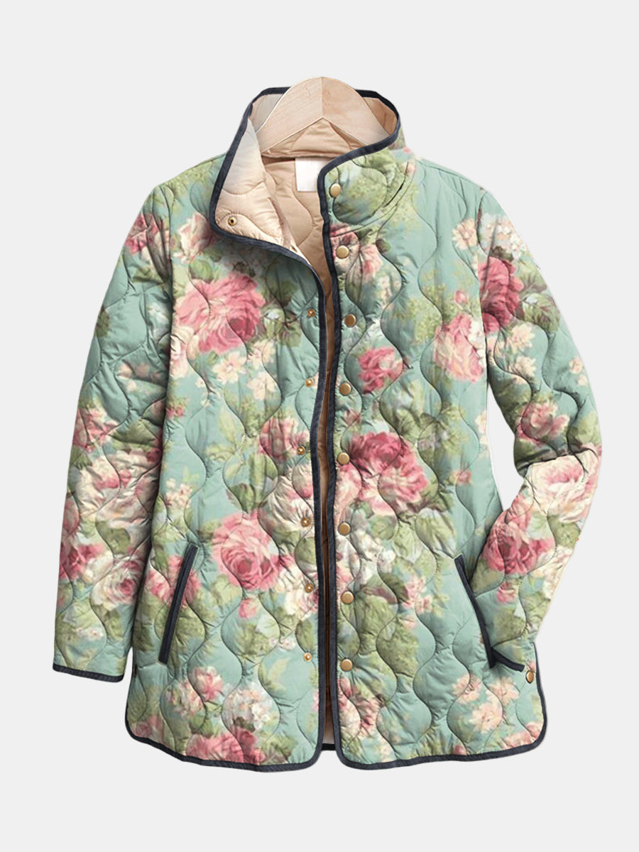 Carys | Retro Bloemenpatroon Gequilt Jacket