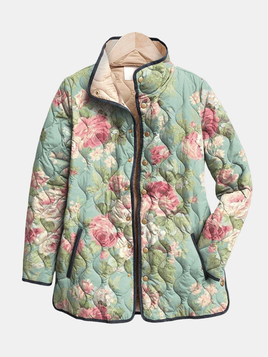 Carys | Retro Bloemenpatroon Gequilt Jacket