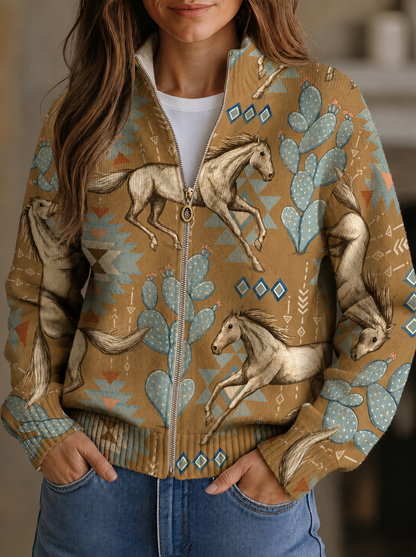 Karin™ | Vest met paarden- en cactusprint