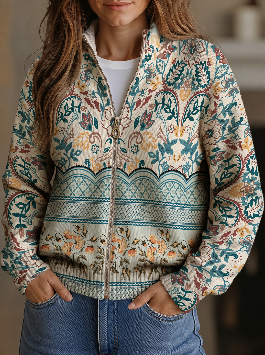 Tonny™ | Vest met botanische randprint