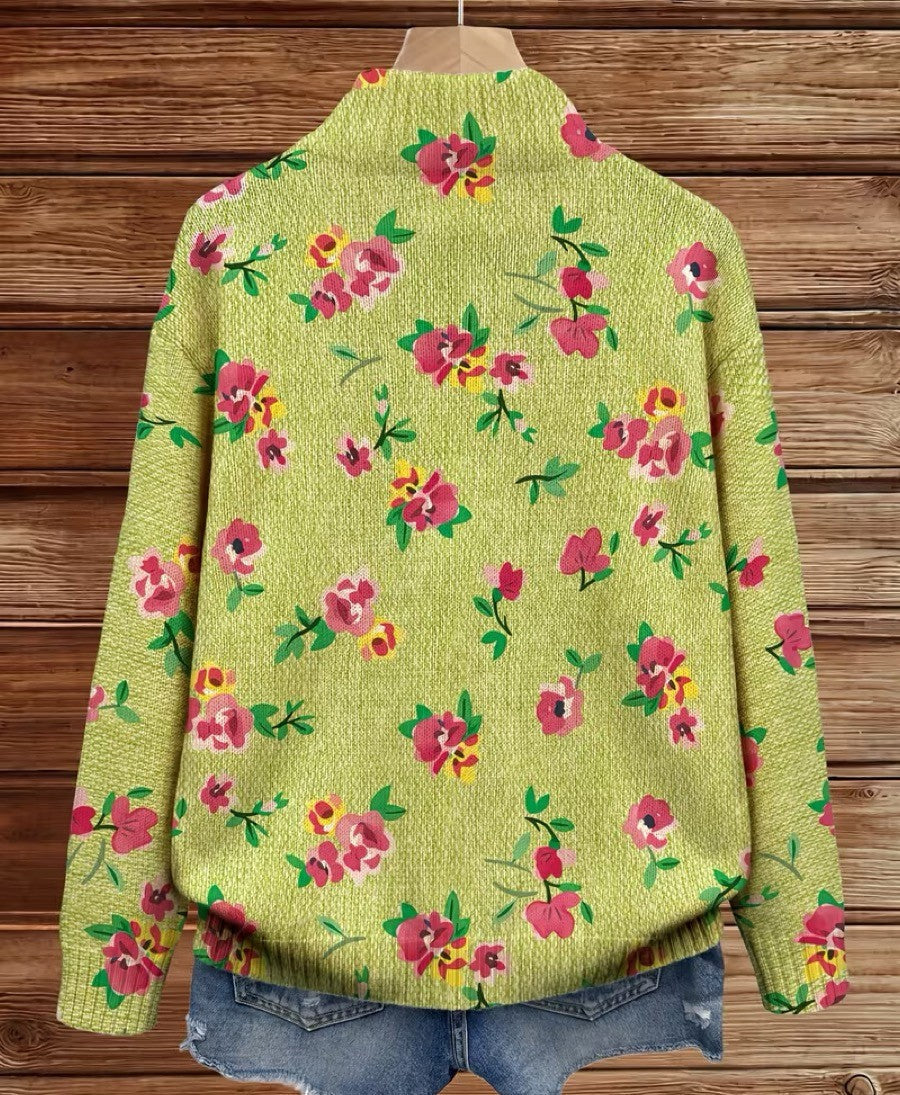 Sjaan™ | Vest met roze bloemen op limoengroen