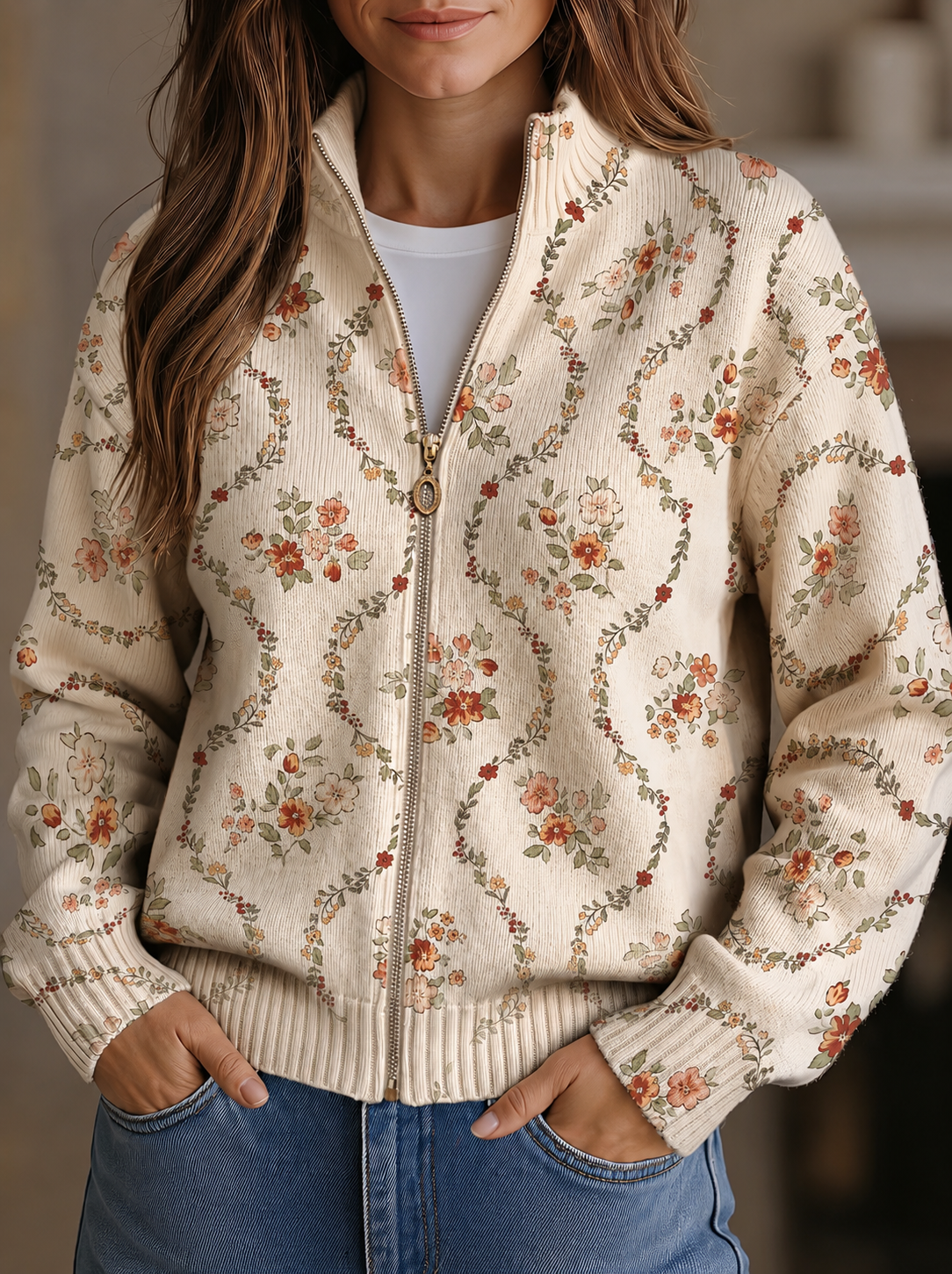 Truus™ | Vest met zachte bloemenranken