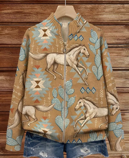 Karin™ | Vest met paarden- en cactusprint