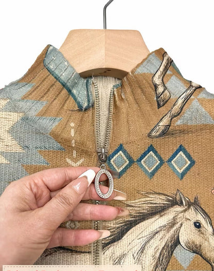 Karin™ | Vest met paarden- en cactusprint
